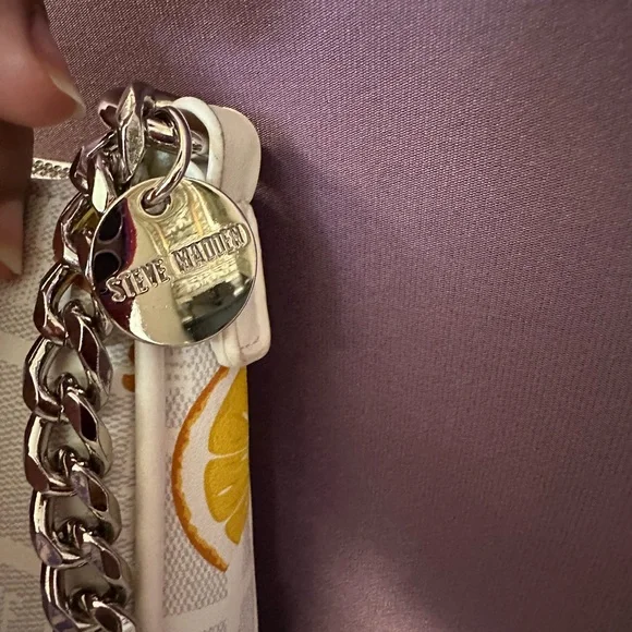 Steve Madden Lemon Print Shoulder Bag with Chain Accents and Coin Purse - Picture 7 of 13